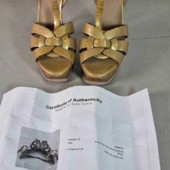 SAINT LAURENT YSL TRIBUTE GOLD HIGH HEEL SANDAL, EXCELLENT. COND AUTHENTICATED - Picture 4 of 4